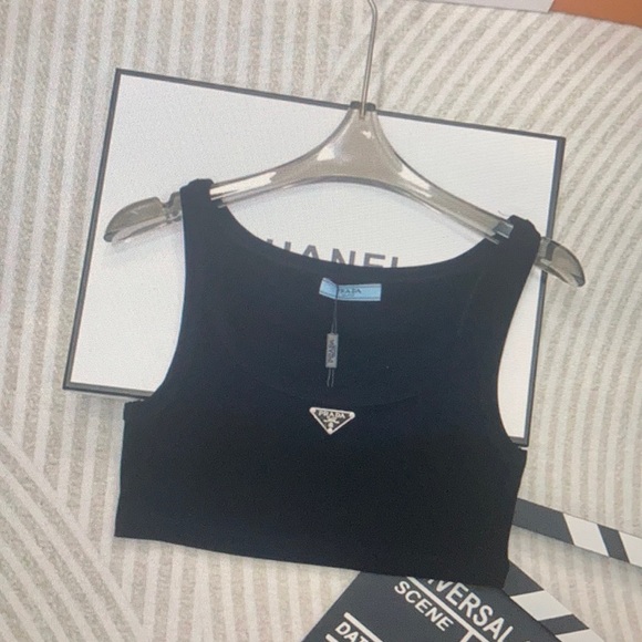 Prada Black Cropped Tank Top - Picture 1 of 8